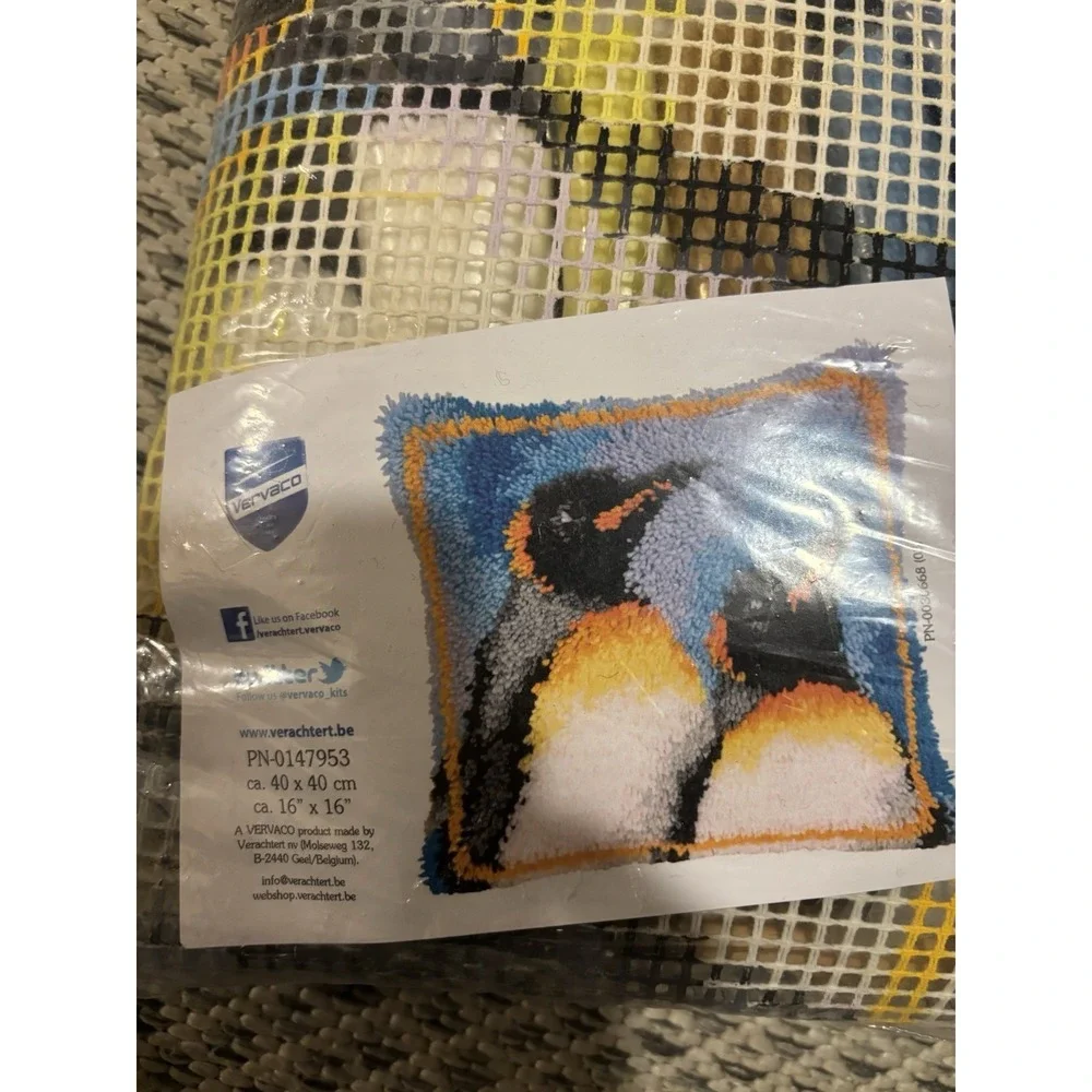Needlework Pillow Making Kit Penguin Pattern 16x16 Inch NWT Craft Needlepoint